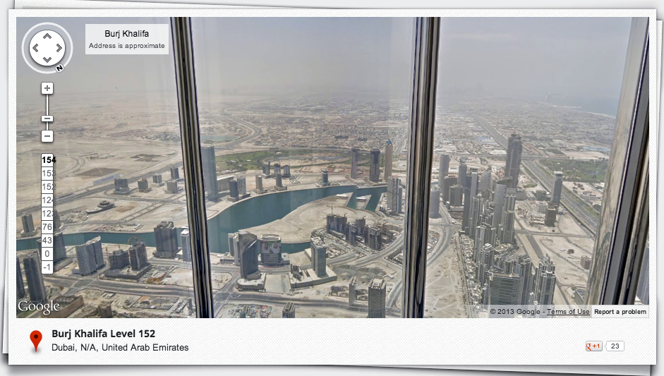 burk khalifa etage 152 vue sur Dubai Google