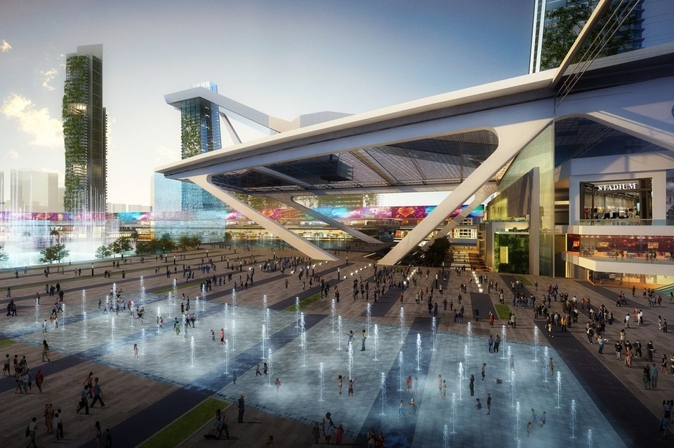 Le centre commercial Meydan One une fois réalisé, aura les plus grandes fontaines dansantes du monde.